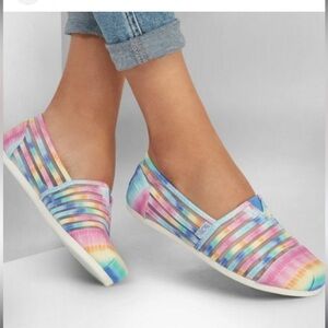 Bobs pastel rainbow mesh slip on shoes sunset feels 11 Skechers